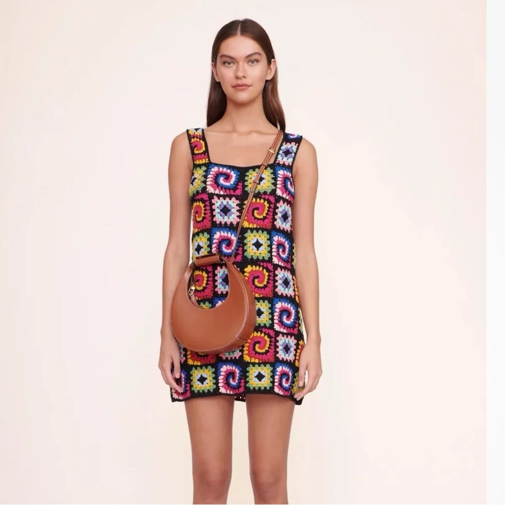 STAUD Colorful Crochet Pattern Dress